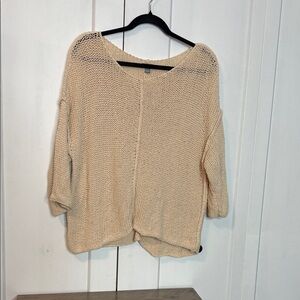 Aerie Soft Beige Knit Short sleeve Sheer Sweater - Oversized XS fits up to a Med